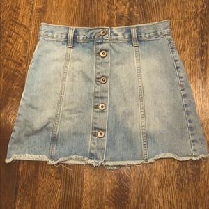 blue mini skirt.